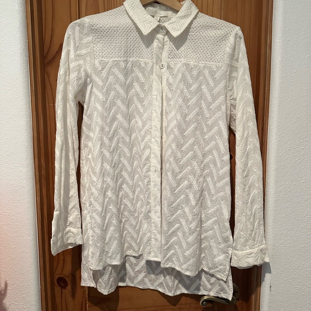 Eri + Ali White Women's Button Down Blouse